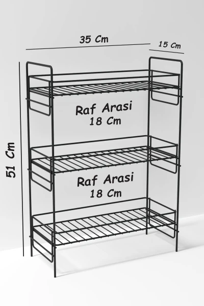 3 Katlı Mutfak Rafı Banyo Dolabı Çok Amaçlı Düzenleyici Baharatlık Masa Üstü Tezgah Raf Organizer