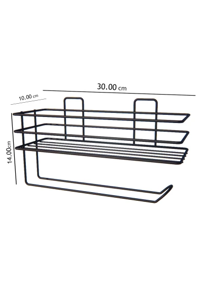 Yapışkanlı Raflı Kağıt Rulo Havluluk Peçetelik Havlu Kağıltlık Siyah Banyo Mutfak Düzenleyici Raf