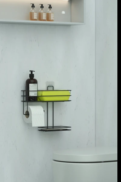 Tuvalet Hijyen Seti Kağıtlık Peçetelik Islak Mendil ve Sıvı Sabun Hazneli