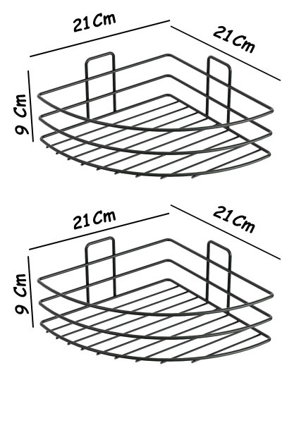 Yapışkanlı 2 li set Banyo Köşeliği Köşe Rafı Duş Şampuanlık Duvar Düzenleyici Organizer Raf