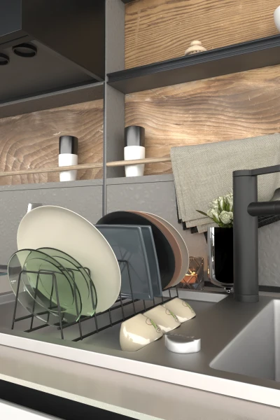 Tabaklık Rafı Tabak Kurutmalık Tencere Kapak Düzenleyici Organizer Standı Mutfak Tezgah