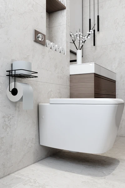 Yapışkanlı Tuvalet Kağıtlığı Tutacağı Askısı Mat Siyah Metal Tuvalet Kağıtlık