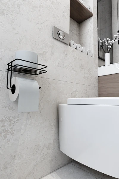 Yapışkanlı Tuvalet Kağıtlığı Tutacağı Askısı Mat Siyah Metal Tuvalet Kağıtlık