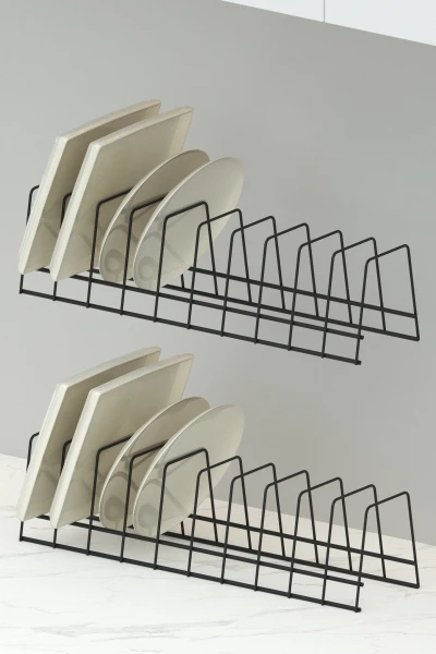 2 Adet Tabaklık Rafı Tabak Kurutmalık Tencere Kapak Düzenleyici Organizer Standı Mutfak Tezgah