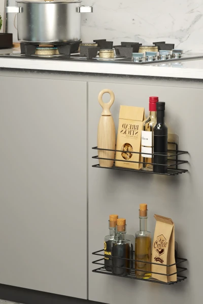 Dolap Kapağı Rafı Yapışkanlı 2 li set Mutfak Tezgah Düzenleyici  Duvar Organizer