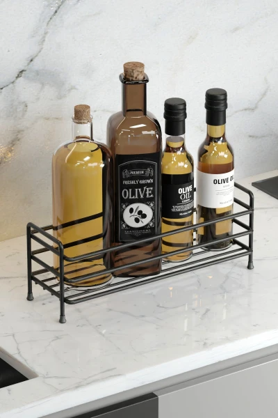 Metal Yağdanlık Altlığı Standı Yağlık Mutfak Düzenleyici Organizer Sofra Sirkelik Tuzluk Baharatlık