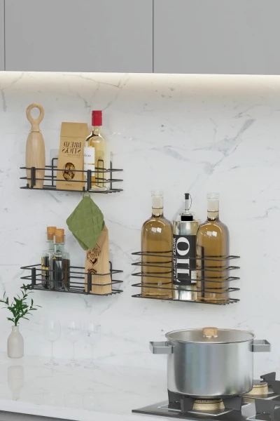 Yapışkanlı 3lü Yağdanlık Rafı Yağlık Mutfak Düzenleyici Organizer Sirkelik Baharatlık Altlığı Standı