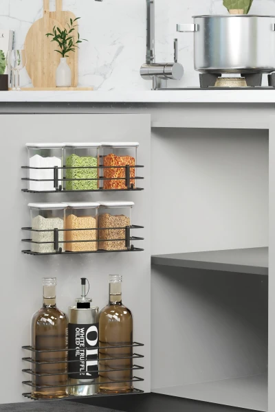 Yapışkanlı 3lü Yağdanlık Rafı Yağlık Mutfak Düzenleyici Organizer Sirkelik Baharatlık Altlığı Standı