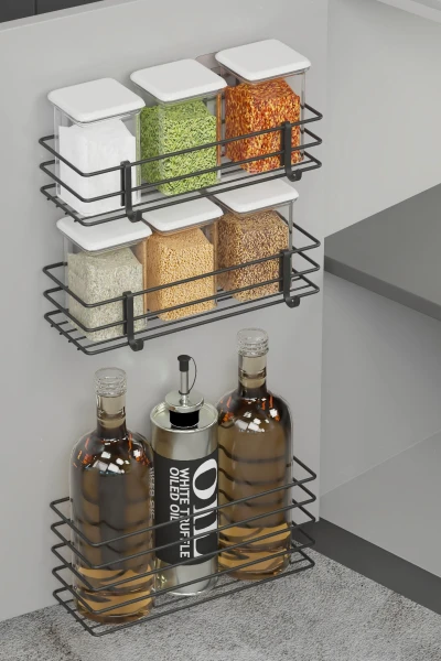 Yapışkanlı 3lü Yağdanlık Rafı Yağlık Mutfak Düzenleyici Organizer Sirkelik Baharatlık Altlığı Standı
