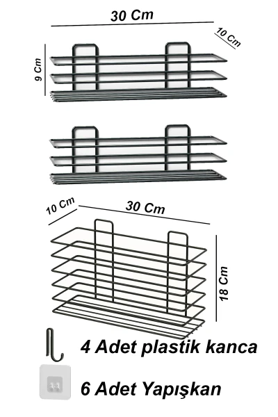 Yapışkanlı 3lü Yağdanlık Rafı Yağlık Mutfak Düzenleyici Organizer Sirkelik Baharatlık Altlığı Standı