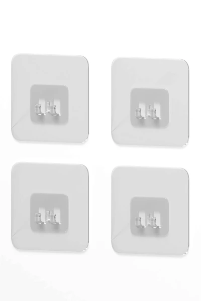 7x7 CM Süper Güçlü Yapışkanlı Banyo Askısı Yedek 4 Adet Sticker Raf Tutucu Askı
