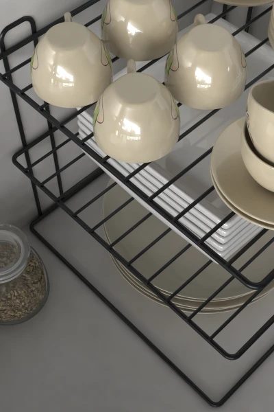 Büyük Boy 3 katlı Tabaklık Dolap Içi Düzenleyici Organizer Tezgah Banyo Tabak Bardak Düzenleme