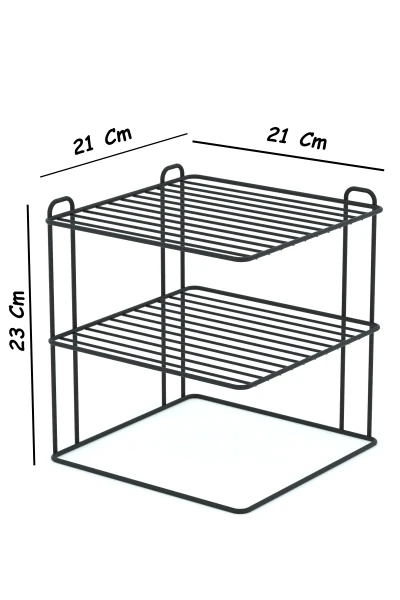 Siyah 2 Adet 3 katlı Tabaklık Dolap Içi Düzenleyici Organizer Tezgah Banyo Tabak Bardak Düzenleme