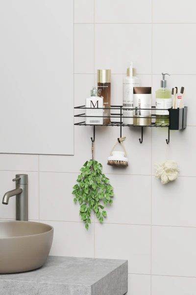 Yapışkanlı Büyük Boy Askılı Banyo Rafı Duş Şampuanlık Duvar Düzenleyici Organizer