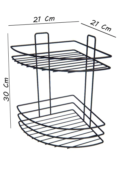 Yapışkanlı 2 Katlı Banyo Köşeliği Köşe Rafı Duş Şampuanlık Duvar Düzenleyici Organizer Raf