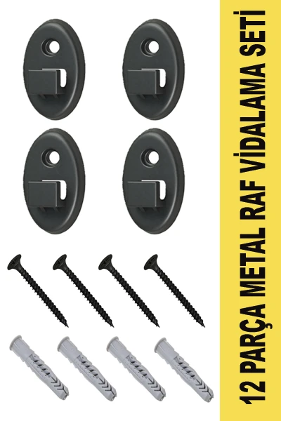 4 Adet Metal Raflar İçin Vidalama Aparatı + Vida + Dübel Seti